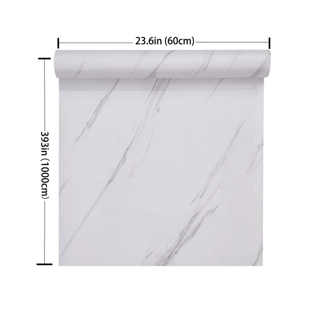 Alt view image 7 of 7 - Marble Contact Paper White Peel and Stick Wallpaper 23.6"×393" Glossy Marble Wallpaper Self Adhesive Removable Wallpapers Waterproof Countertop Paper for Cabinet Furniture Kitchen Vinyl