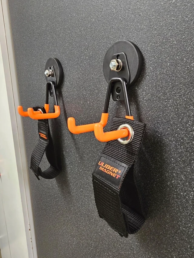 Alt view image 7 of 7 - Heavy Duty Magnetic Garage Hooks,6 Pack Strong Large Magnet Hooks for Power Drill,Garden Tools,Hose,Pegboard,Garage, Workshop,Magnetic Storage Hook for Indoor Outdoor Hanging(Orange)