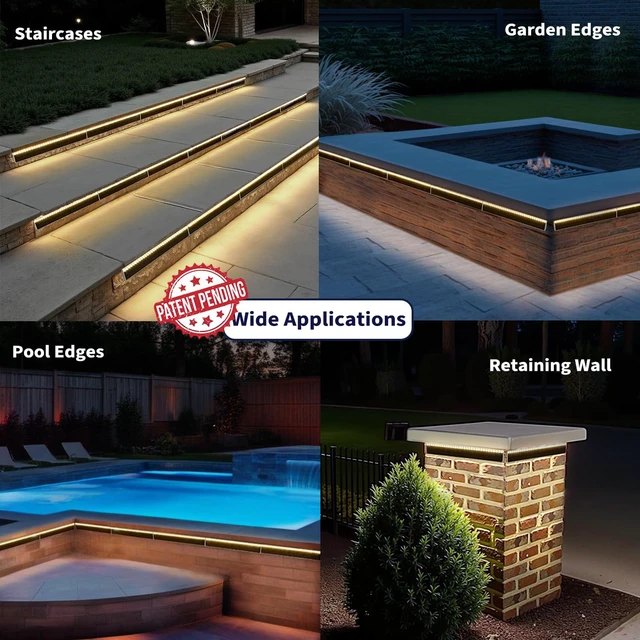 Alt view image 7 of 7 - Solar Step Lights Outside, 33 Focused LEDs, Stair Light, 1PK Downward Lighting, High Brightness, Modular, Waterproof Aluminum, Risers, Deck, Curbsides, Planter Edges, Warm White, 3000K