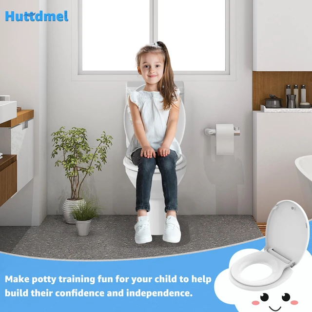 Alt view image 4 of 6 - Round Toilet Seat with Toddler Seat 16.5 Inch & Quick Release - Quick Connect, Potty Training Toilet Seat Soft Close, PP Material Safe & Easy Clean, Firm Accessories Stay Tight, White Plastic