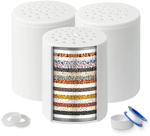 Main image of 3 Pack 20 Stage Shower Filter Replacement Cartridge Shower Filter for Hard Water, Universal Fit, Reduces Chemicals & Chlorine, High Output