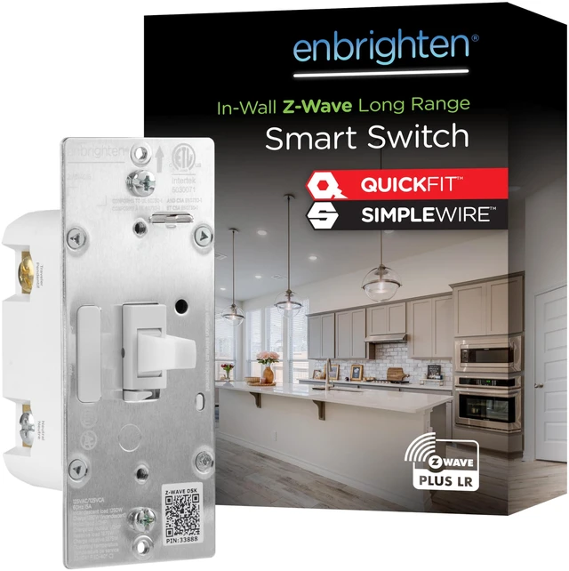 Main image of Z-Wave Long Range On/Off Switch, 800 Series, Toggle Line/Load Swapping, Direct 3-Way (No Add-On Needed), White or Light Almond, Hub Required, Works with Alexa & Google Home