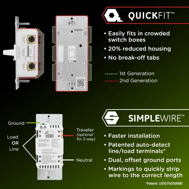 Alt view image 2 of 7 - Z-Wave Long Range On/Off Switch, 800 Series, Toggle Line/Load Swapping, Direct 3-Way (No Add-On Needed), White or Light Almond, Hub Required, Works with Alexa & Google Home