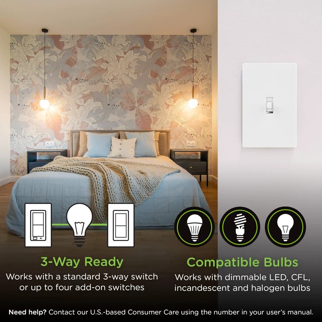 Alt view image 7 of 7 - Z-Wave Long Range Dimmer Switch, 800 Series, Toggle Line/Load Swapping, Direct 3-Way (No Add-On Needed), White or Light Almond, Hub Required, Works with Alexa & Google Home