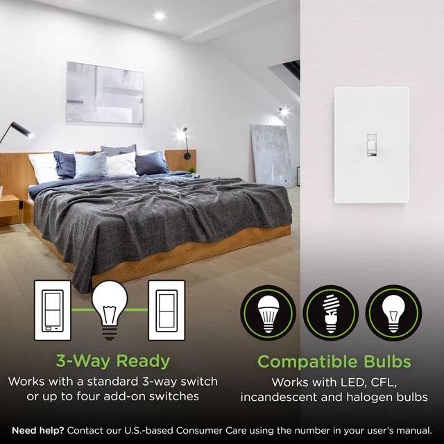 Alt view image 5 of 7 - Z-Wave Long Range On/Off Switch, 800 Series, Toggle Line/Load Swapping, Direct 3-Way (No Add-On Needed), White or Light Almond, Hub Required, Works with Alexa & Google Home