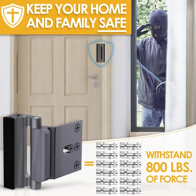 Alt view image 2 of 6 - Door Locks for Front Door Child Safety Locks Toddler Door Lock Gray 1 Pack Inside Door Lock Child Safety Locks Toddler Door Lock Home Security Reinforcement Front Door Child Lock High Security Gray