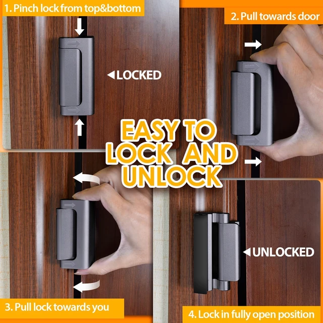 Alt view image 4 of 6 - Door Locks for Front Door Child Safety Locks Toddler Door Lock Gray 1 Pack Inside Door Lock Child Safety Locks Toddler Door Lock Home Security Reinforcement Front Door Child Lock High Security Gray