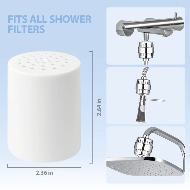 Alt view image 7 of 7 - 3 Pack 20 Stage Shower Filter Replacement Cartridge Shower Filter for Hard Water, Universal Fit, Reduces Chemicals & Chlorine, High Output