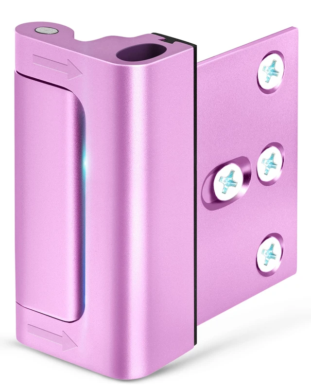 Alt view image 7 of 7 - Door Reinforcement Lock Withstands 800 lbs of Force - Pink Door Lock Latch Drilling Required Extra Proof Door Lock for Kids Safety, Prevents Unauthorized Entry Add a Door Security Lock for Home Safety