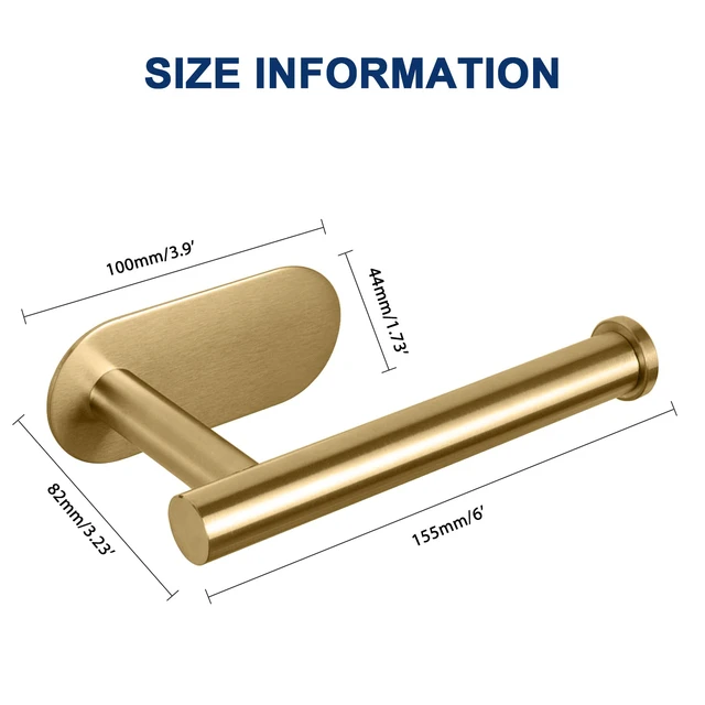 Alt view image 4 of 7 - Toilet Paper Holder Self Adhesive, Premium Thicken SUS304 Stainless Steel Rustproof Adhesive Toilet Roll Holder no Drilling for Bathroom, Kitchen, Washroom (2 Pack, Brushed Gold)