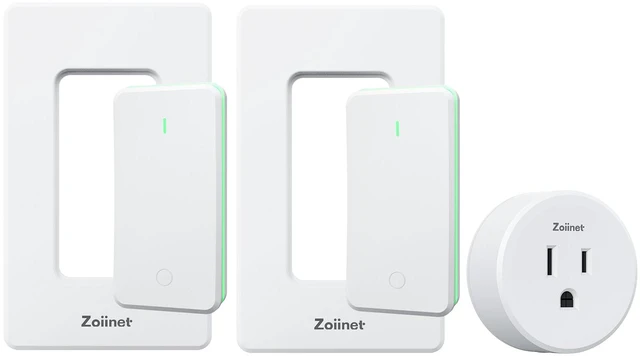 Main image of Remote Control Outlet Plug with 2 Light Switches, 80-275V/15A/1500W 300 ft, Buckle Design & Removable, No Wiring Needed, Programmable, for Household Appliances, Christmas Tree, Lamps, Fans