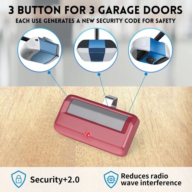 Alt view image 4 of 6 - 2 for Chamberlain Craftsman Garage Door Opener Remote 891LM 971LM Universal,Red