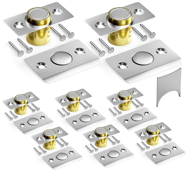 Main image of Upgraded Strong Magnetic Door Catch, Replacement for Traditional Door Ball Catch, Quite & Easy to Install, Use for Top of Door, Closet Door, 8 Pack, Silver