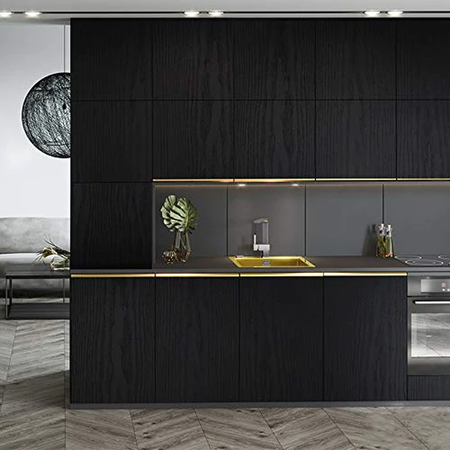 Alt view image 2 of 6 - Black Wood Peel and Stick Wallpaper Wood Contact Paper 17.7" × 197" Self-Adhesive Wallpaper Removable Waterproof Wall Paper Vinyl for Countertop Furniture Kitchen Countertop Easy to Clean