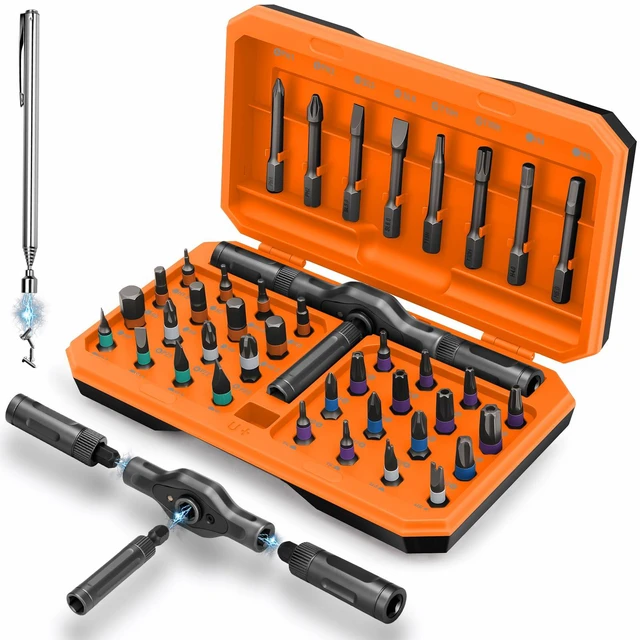 Main image of 43 IN 1 Magnetic Ratchet Screwdriver Set with Detachable T Handle S2 Steel Bits, for Home Daily Repair, Furniture Assembly, DIY Projects, Gift for Men Husband