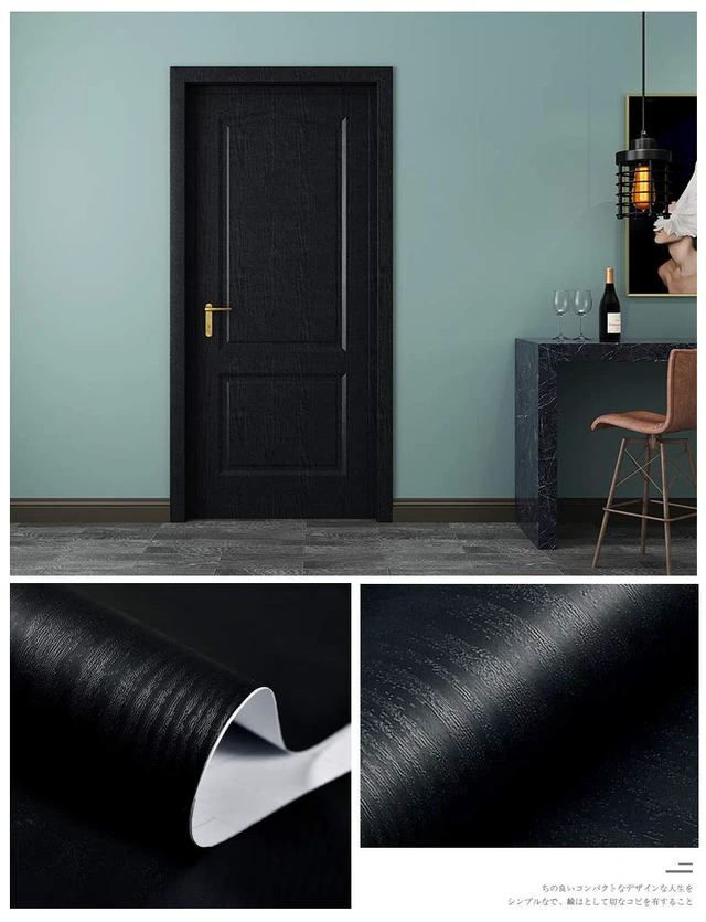 Alt view image 6 of 6 - Black Wood Peel and Stick Wallpaper Wood Contact Paper 17.7" × 197" Self-Adhesive Wallpaper Removable Waterproof Wall Paper Vinyl for Countertop Furniture Kitchen Countertop Easy to Clean
