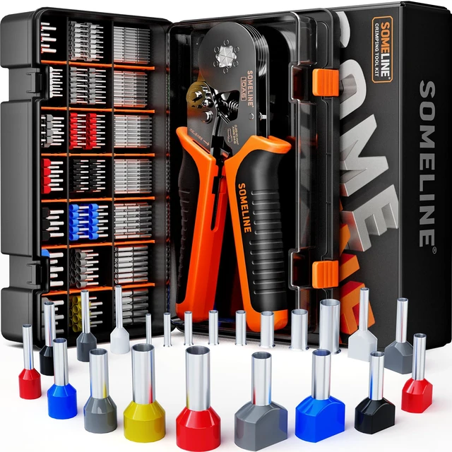Main image of Ferrule Hexagonal Crimping Tool Kit, 21 Sizes Ferrules, Crimping Tool 28-7 AWG with 20-8 AWG Terminals Kit, for PLC Control Cabinets, Control Panels, Automotive Wiring, DIY Electrical
