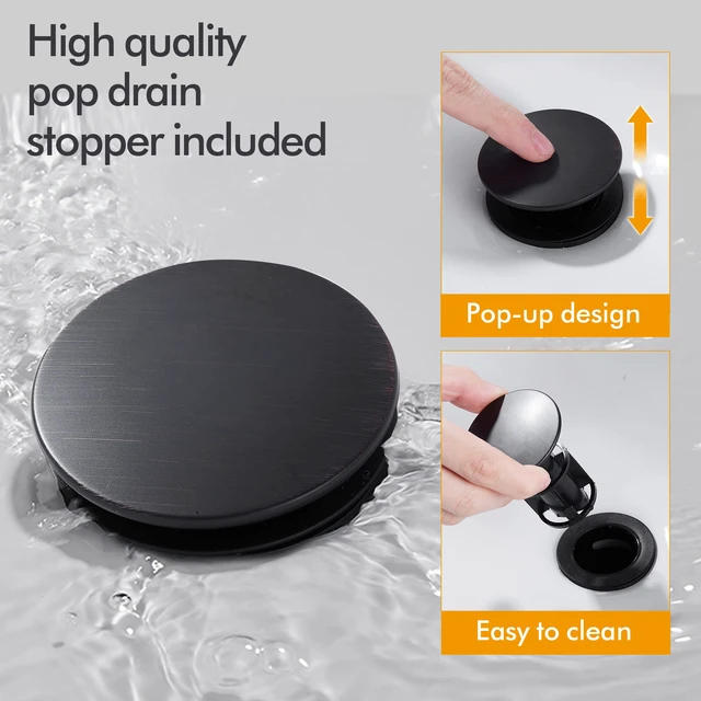 Alt view image 3 of 7 - Bathroom Sink Faucet 4 Inch 2 Handle Bathroom Sink Faucets Lead-Free Matte Black Bath Sinks Faucets with Pop-up Drain Stopper and Supply Hoses