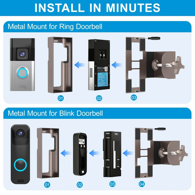 Alt view image 7 of 7 - Ring Doorbell Mount, Anti-Theft, No Drill, Renter Friendly Stainless Steel, Powder Coated For Apartments & Rentals Easy Remove for Charging Hidden Screws, Tamper Resistant