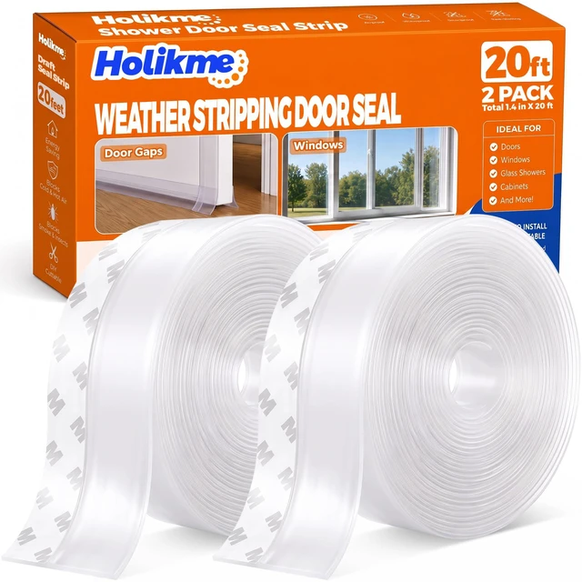 Main image of Weather Stripping Door Seal, Shower Door Bottom Seal, 1.4" W-20Feet Flexible Door Seal, Seals Gaps up to 0.8", Helps Reduce Air Leaks & Dust, For Doors & Windows