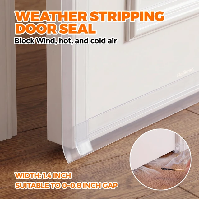 Alt view image 4 of 7 - Weather Stripping Door Seal, Shower Door Bottom Seal, 1.4" W-20Feet Flexible Door Seal, Seals Gaps up to 0.8", Helps Reduce Air Leaks & Dust, For Doors & Windows