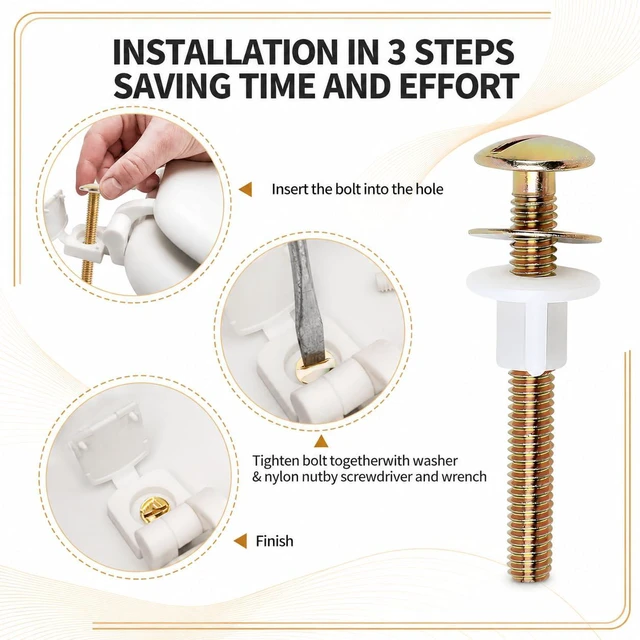 Alt view image 3 of 7 - Toilet Seat Screws, Toilet Seat Bolts, Hinge Bolts & Nuts, 32 Pcs Plastic Nuts and Metal Washers, Heavy Duty Fastener, Universal Toilet Seat Bolts, Fits for Kohler, TOTO & American Standard