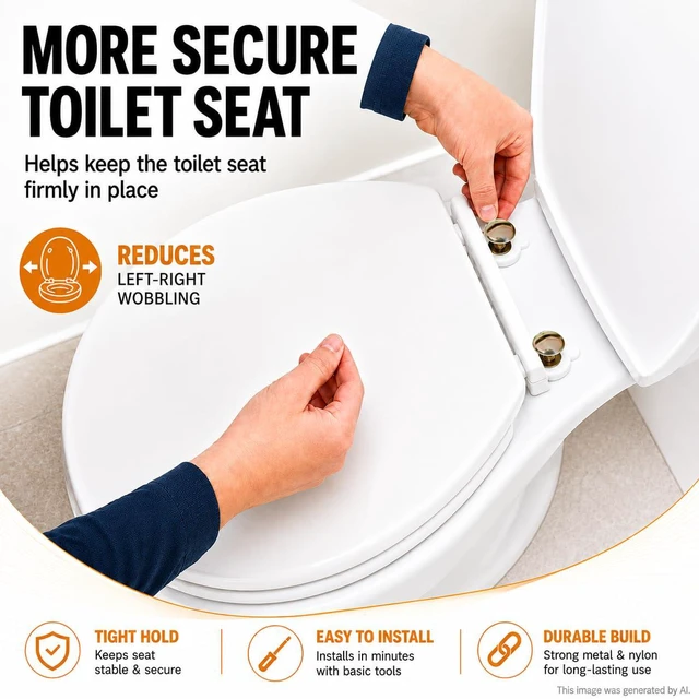 Alt view image 4 of 7 - Toilet Seat Screws, Toilet Seat Bolts, Hinge Bolts & Nuts, 32 Pcs Plastic Nuts and Metal Washers, Heavy Duty Fastener, Universal Toilet Seat Bolts, Fits for Kohler, TOTO & American Standard
