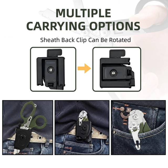 Alt view image 6 of 7 - Heavy Duty 6 in 1 Multifunctional Trauma Shears Foldable | Stainless Steel emergency response scissors | Survival Shears with Holster | Medical Trauma shears Tactical With Strap Cutter | Green