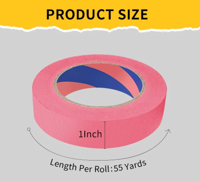 Alt view image 2 of 7 - Painters Tape, 1 inch x 55 Yards x 6 Rolls Pink Painters Masking Tape for Indoor and Outdoor Use, Medium Adhesive Paint Tape for DIY Crafts, Arts, Painting, Easy Removal