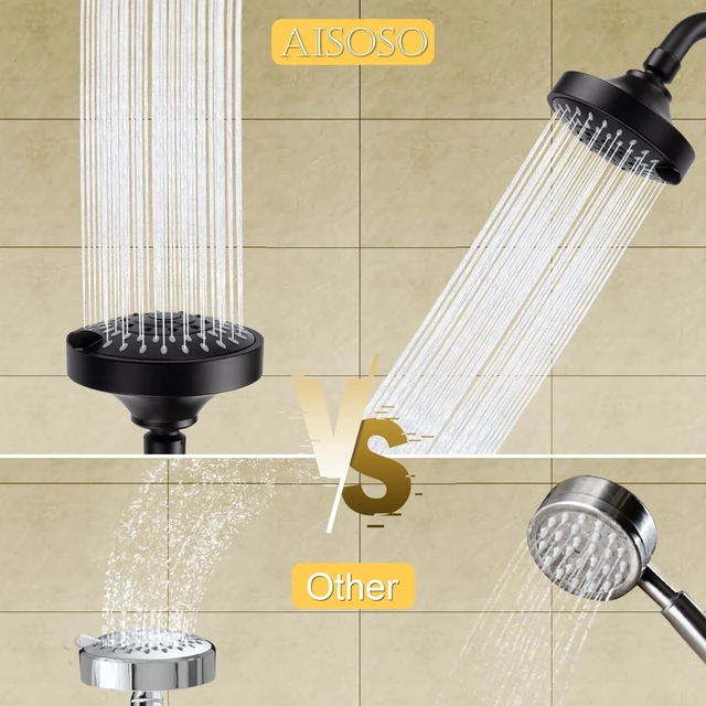 Alt view image 5 of 7 - High Pressure Rain Shower Head 2PCS 5 Modes 4.1 Inch Matte Black Low Water Pressure Compatible, Powerful Spray Fixed Showerhead for a Relaxing Indoor & Outdoor Shower
