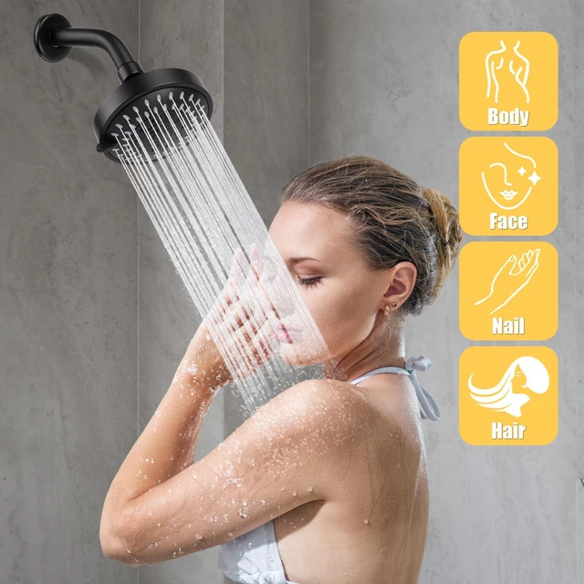 Alt view image 7 of 7 - High Pressure Rain Shower Head 2PCS 5 Modes 4.1 Inch Matte Black Low Water Pressure Compatible, Powerful Spray Fixed Showerhead for a Relaxing Indoor & Outdoor Shower
