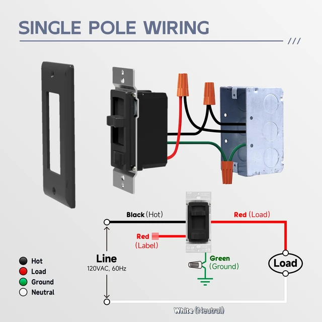 Alt view image 6 of 7 - Dimmer Light Switch, Single-Pole/3 Way Dimmer Switch, Black, 4 Pack Slide Dimmer Switches Compatible with 300W Dimmable LED/CFL or 600W INC/HAL Bulbs, No Neutral Wire Required, ETL & FCC Listed
