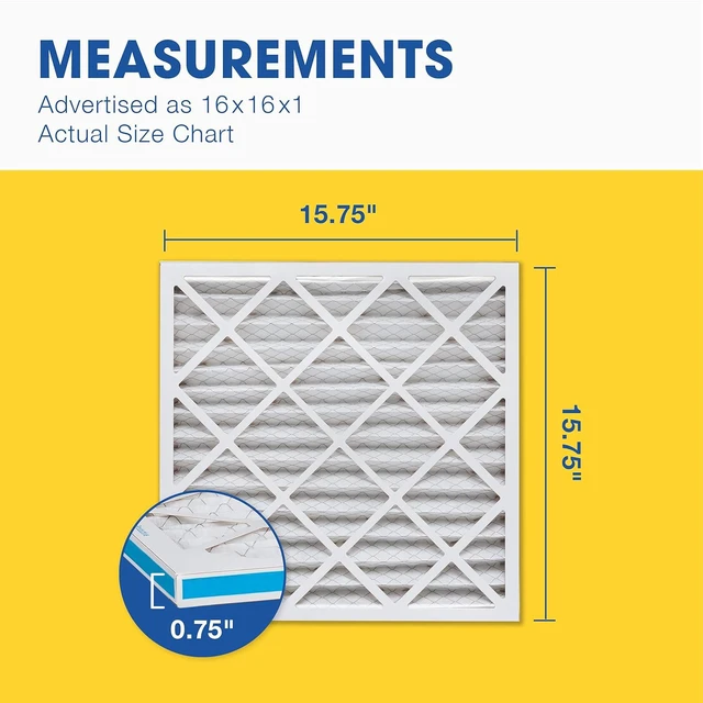 Alt view image 5 of 7 - Air Filter 16x16x1 MERV 13 AC Filter, HVAC, Furnace Filter, 4 Pack ACTUAL SIZE (15.75 x 15.75 x 0.75) AC Filter, Furnace Filter, Allergies, Dust, Pet Dander & Smoke MERV 13 (MPR 1500 / FPR 10)