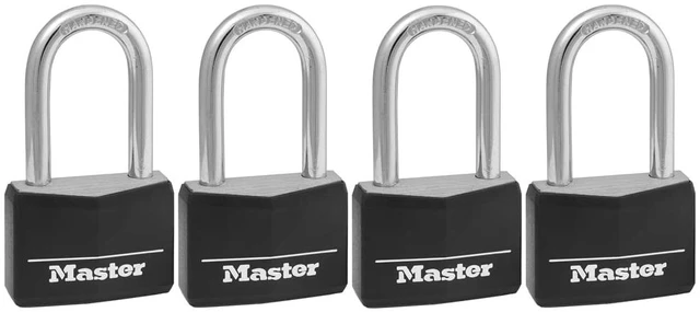 Main image of Covered Aluminum Padlock with Key, 141QLF, 4 Pack Keyed Alike