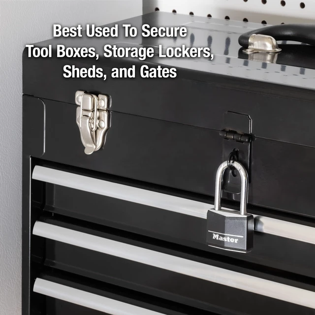 Alt view image 2 of 7 - Black Vinyl Covered Aluminum Padlock with Key, Keyed-Alike Lock for Toolboxes, Gym Lockers, or Storage Locker, 2 Pack, 141TLF