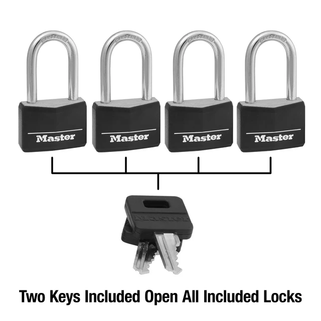 Alt view image 6 of 7 - Covered Aluminum Padlock with Key, 141QLF, 4 Pack Keyed Alike