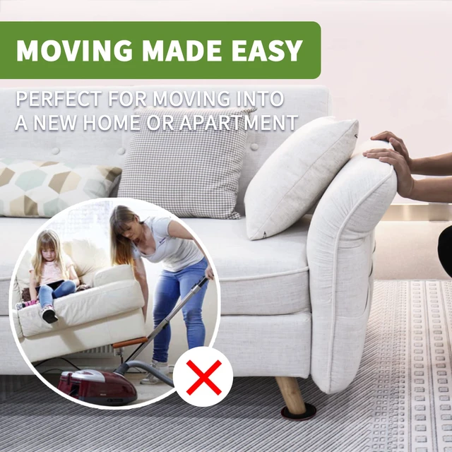 Alt view image 5 of 7 - Furniture Sliders for Carpet 16 PCS - 3 1/2" Brown Furniture Moving Sliders, Chair Leg Floor Protectors, Carpet Sliders for Furniture - Move Your Furniture Easily & Safely