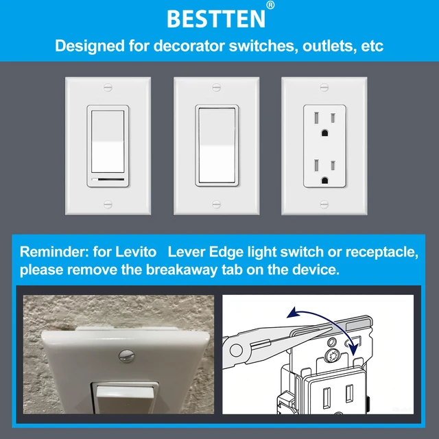 Alt view image 4 of 7 - 40 Pack Decorator Wall Plates 1-Gang Electrical Cover Plate, White UL Listed, Standard Size 2.76 x 4.5, Electrical Outlet Receptacle Covers, Unbreakable Polycarbonate Light Switch Cover