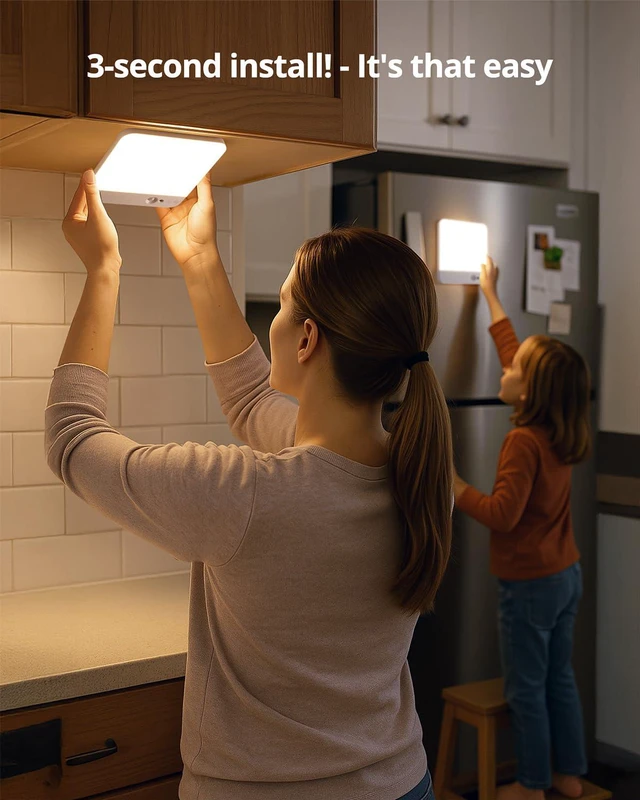Alt view image 3 of 7 - Rechargeable Closet Lights Motion Sensored Wireless Renter Friendly 2 Pack Square Ceiling Lights No Wiring Needed, Magnetic, with Remote, Stick on Shower Hallway, Lampara de Techo Recargable