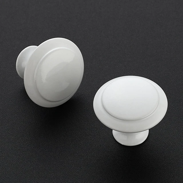 Alt view image 2 of 7 - White Cabinet Drawer Hardware,30mm Kitchen Cabinet Knobs,30 Pack Drawer Pulls, Stainless Steel, Round Shape, Smooth Touch, with Installation Screws, for Dressers Kitchens Cupboard