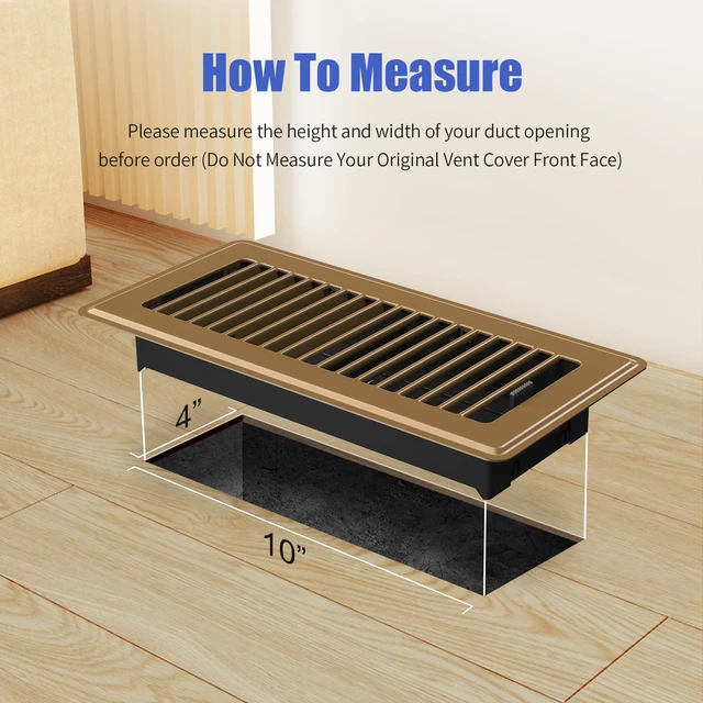 Alt view image 2 of 7 - Floor Register 4x10, 6-Pack Brown Floor Vent Covers for Home Floor Heavy Duty Steel Walkable Floor Vents, Quiet & Adjustable Airflow Air Vent Covers, Rust Proof Finish 4" x 10'' Floor Grates