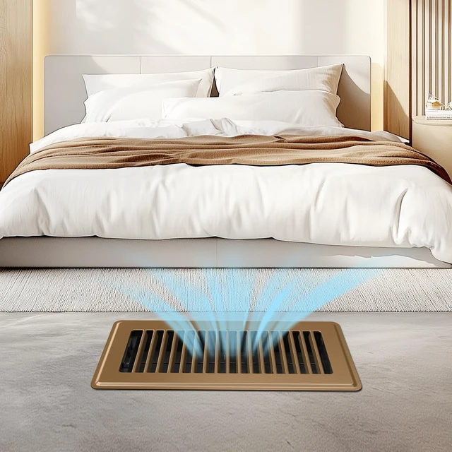 Alt view image 5 of 7 - Floor Register 4x10, 6-Pack Brown Floor Vent Covers for Home Floor Heavy Duty Steel Walkable Floor Vents, Quiet & Adjustable Airflow Air Vent Covers, Rust Proof Finish 4" x 10'' Floor Grates