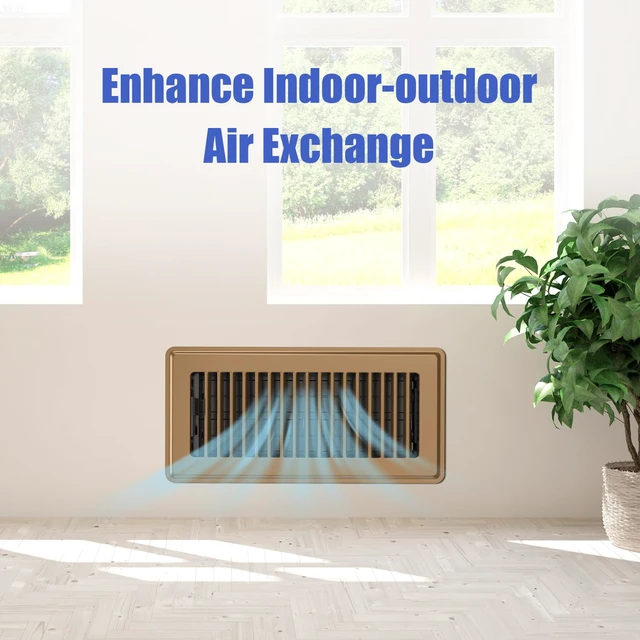 Alt view image 6 of 7 - Floor Register 4x10, 6-Pack Brown Floor Vent Covers for Home Floor Heavy Duty Steel Walkable Floor Vents, Quiet & Adjustable Airflow Air Vent Covers, Rust Proof Finish 4" x 10'' Floor Grates