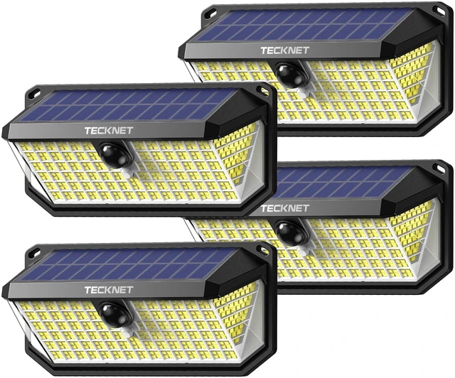 Main image of 4200Lm Solar Lights Outdoor 416 LED Motion Sensor Security Lights IP66 Waterproof,300° Angle,3 Lighting Modes,4 Pack Cool White Solar Lights for Fence,Front Door, Yard, Deck and Garden