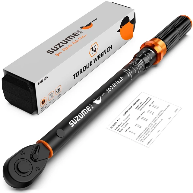 Main image of Inch Pound Torque Wrench 1/4 Drive Click 20-220 In.Lb / 2.3-24.9 N.m ±3% Accuracy Dual-Direction CR-V 72-tooth Dual-Scale for MTB Bicycle, Bike, Small Equipment, Motorcycle Repair