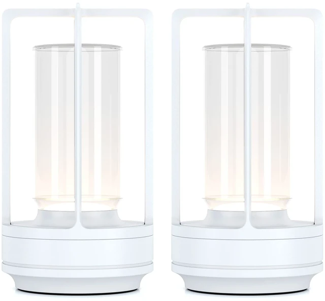 Main image of Rechargeable Cordless Small Metal Table Lamp, Stepless Dimming, 3-Color Set of 2, 2600mAh Battery, Portable LED Desk Light, Cute, Suitable for Indoor/Outdoor/Restaurant/Bedroom/Bar/Coffee/Camping