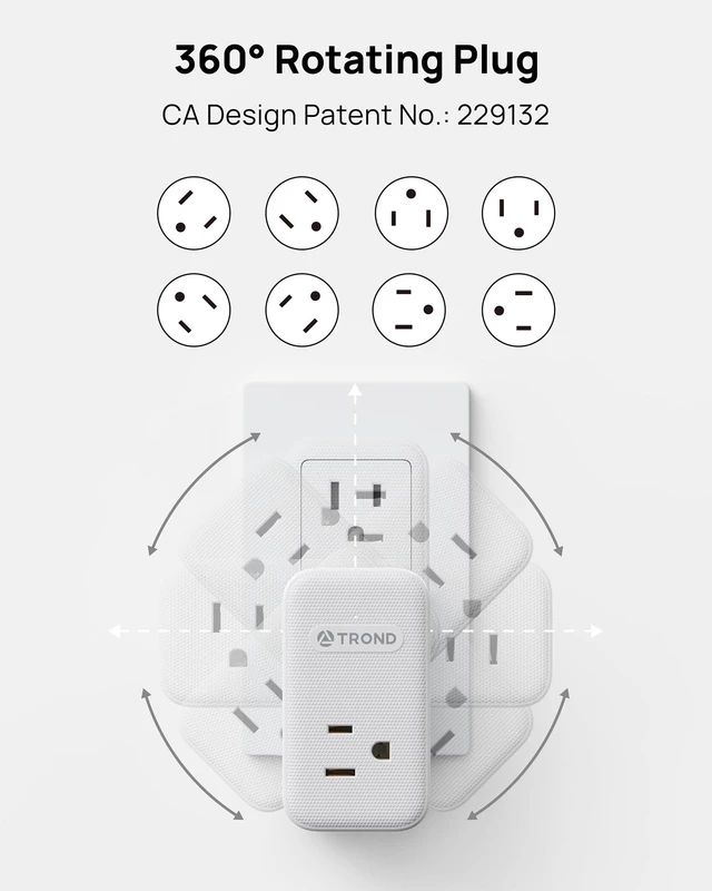 Alt view image 4 of 6 - Multi Plug Outlet Extender with 2 PD 20W USB C Charger and 3 Outlets 360 Rotating Plug, 4 USB Plug Adapter, 2 USB C and 2 USB A, A Small Charging Station for Kitchen Bathroom Cruise Essentials