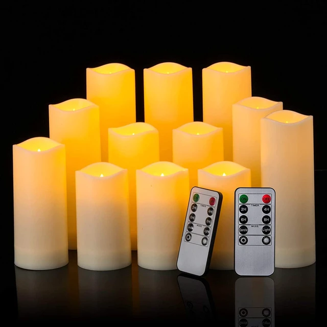 Main image of 12 Pack Flameless Candles Battery Operated Waterproof Led Candles (D:2.2" X H:4" 5" 6" 7") Candles with 2 Remotes Contro for Wedding, Party, Birthday