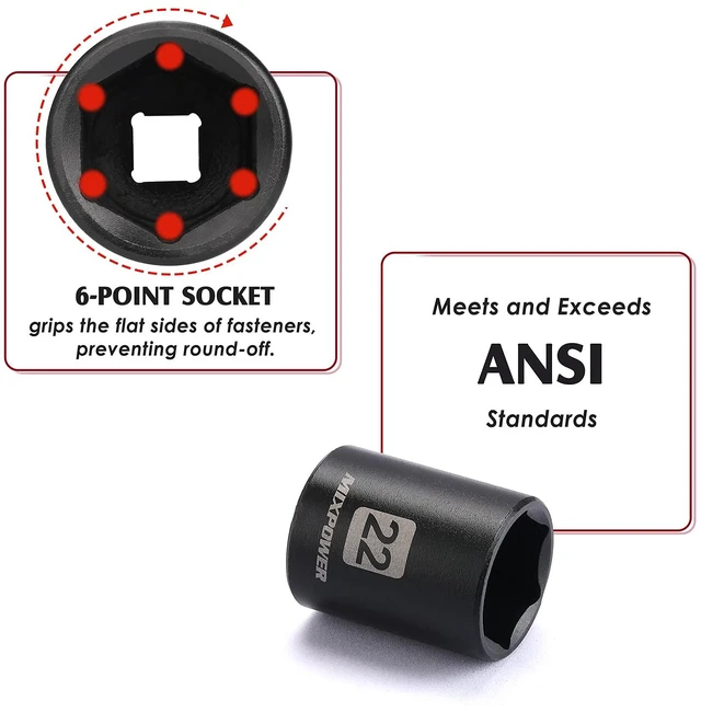 Alt view image 4 of 7 - 14 Pieces 1/2-Inch Drive Shallow Impact Socket Set, 11-32mm, CR-V, Metric, 6 Point, Shallow, 14 Pieces 1/2" Dr. Shallow Socket