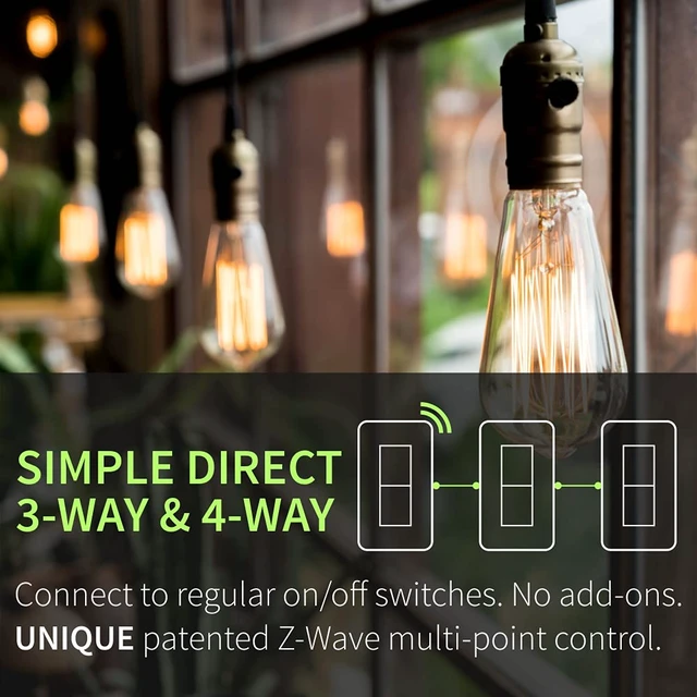 Alt view image 4 of 6 - 800 Series Z-Wave Long Range S2 Dimmer Switch ZEN77 800LR, White | Simple Direct 3-Way and 4-Way Solution (Works with Regular Switches, No Aux Switch Needed) | Z-Wave Hub Required